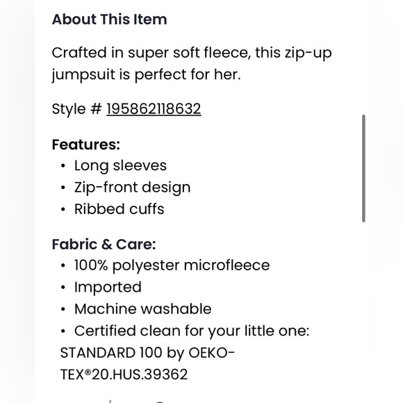 CARTERS baby heart fleece one-piece jumpsuit NEW with tags baby girl Sz 6 mth - Picture 7 of 11